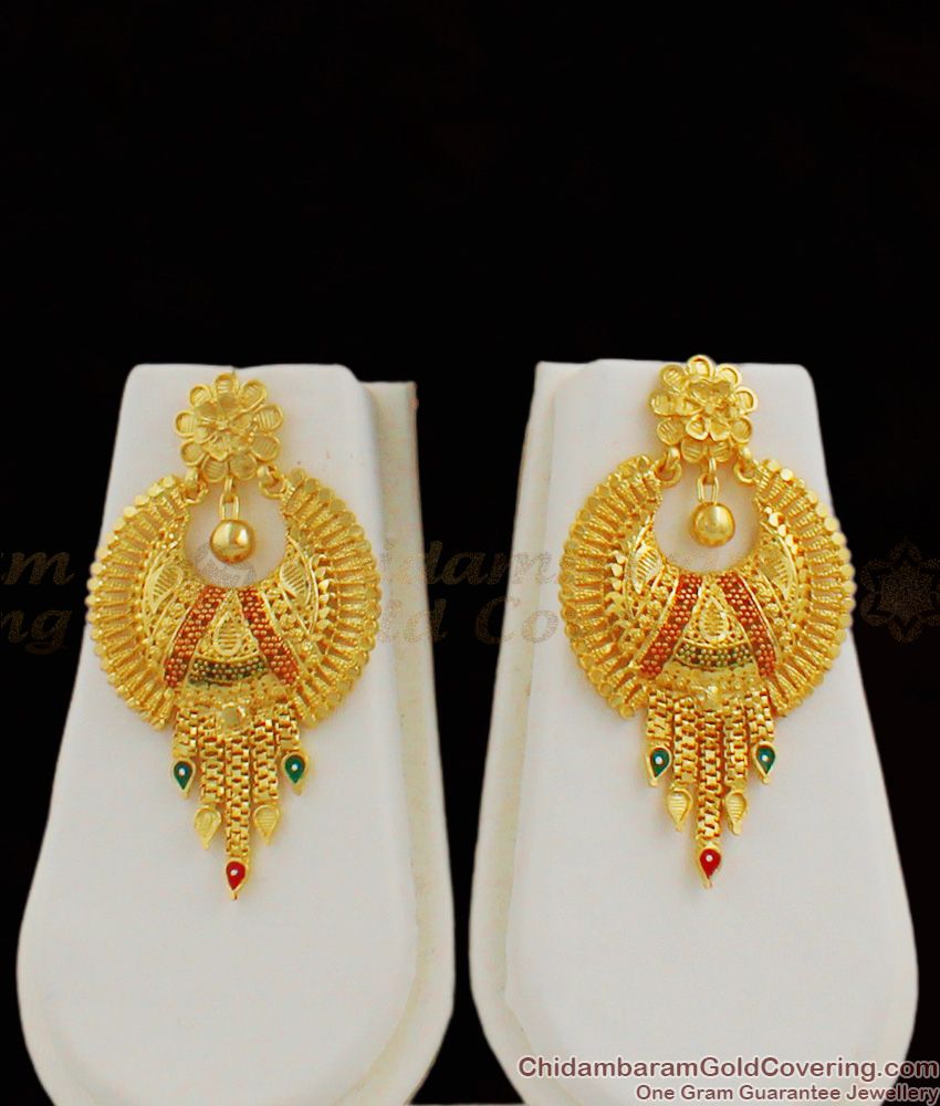 Traditional Grand Calcutta Design Gold Forming Bridal Haram With Earrings Set HR1176