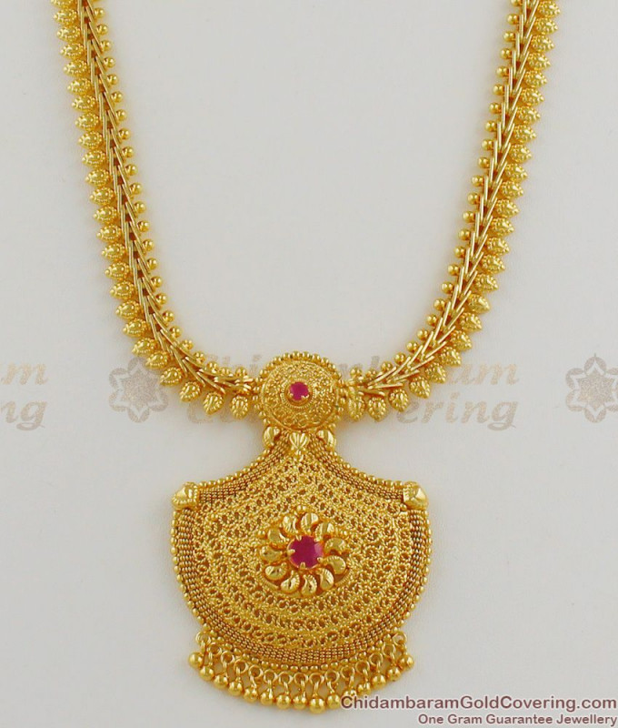 Kasu Malai, Ruby Stone Gold Plated Aaram, American Diamond Aaram ...