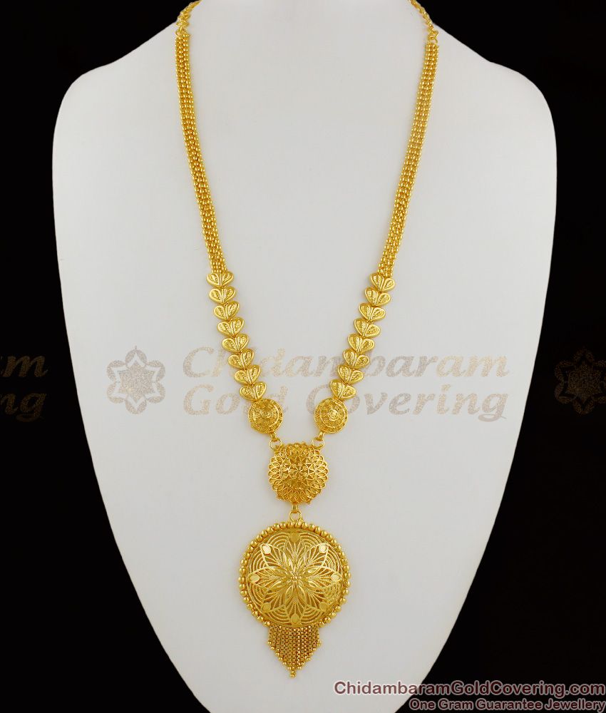 Light Weight Gold Dollar Type Haaram Jewellery For Bridal Collection Heart Design HR1210