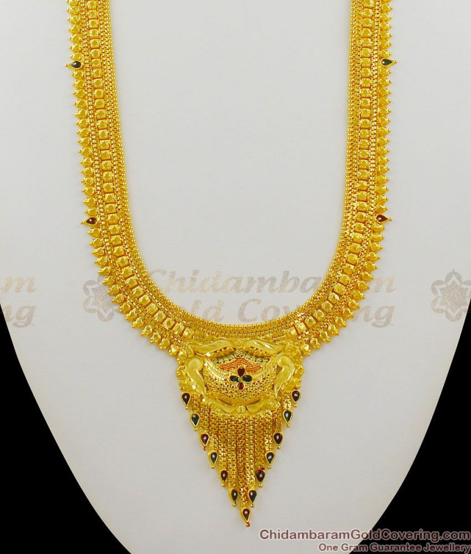 Kasu Malai, Ruby Stone Gold Plated Aaram, American Diamond Aaram ...