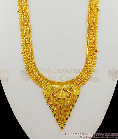 Long Traditional Kerala Leaf Pattern Gold Imitation Haram Collection ...