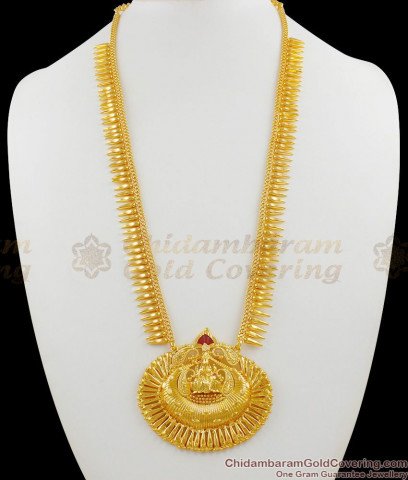 Grand Gold Single White Stone Mullaipoo Necklace Kerala Jewelry NCKN1708