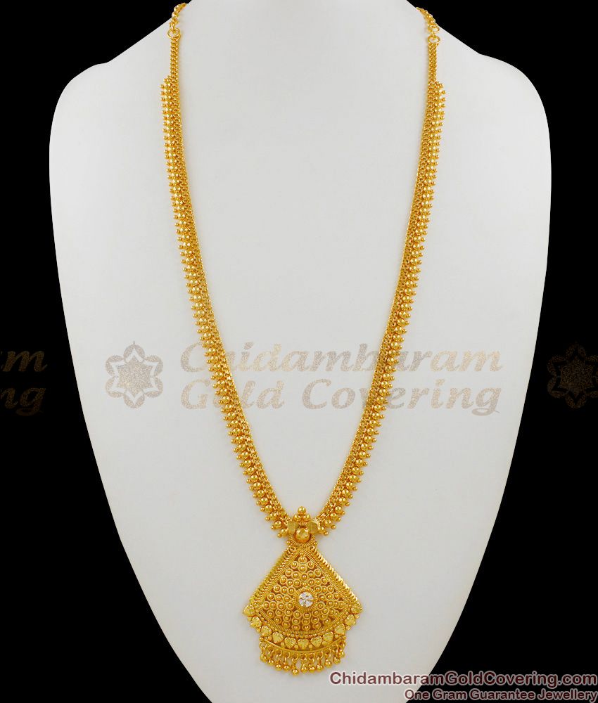 One Gram Gold Plated Long Haram Bridal Jewelry With Beads For Ladies HR1392