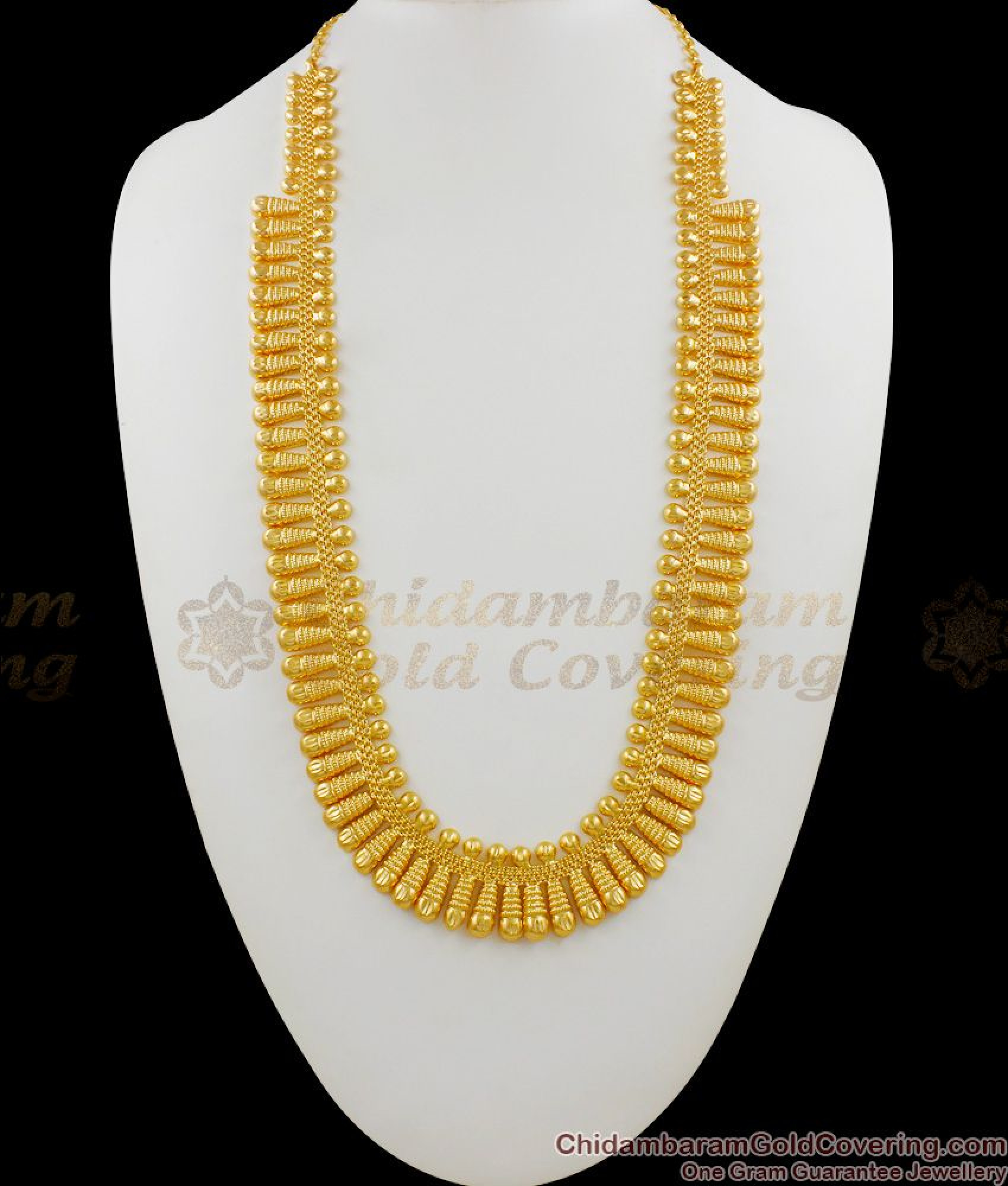 Long Traditional Kerala Leaf Pattern Gold Imitation Haram Collection ...