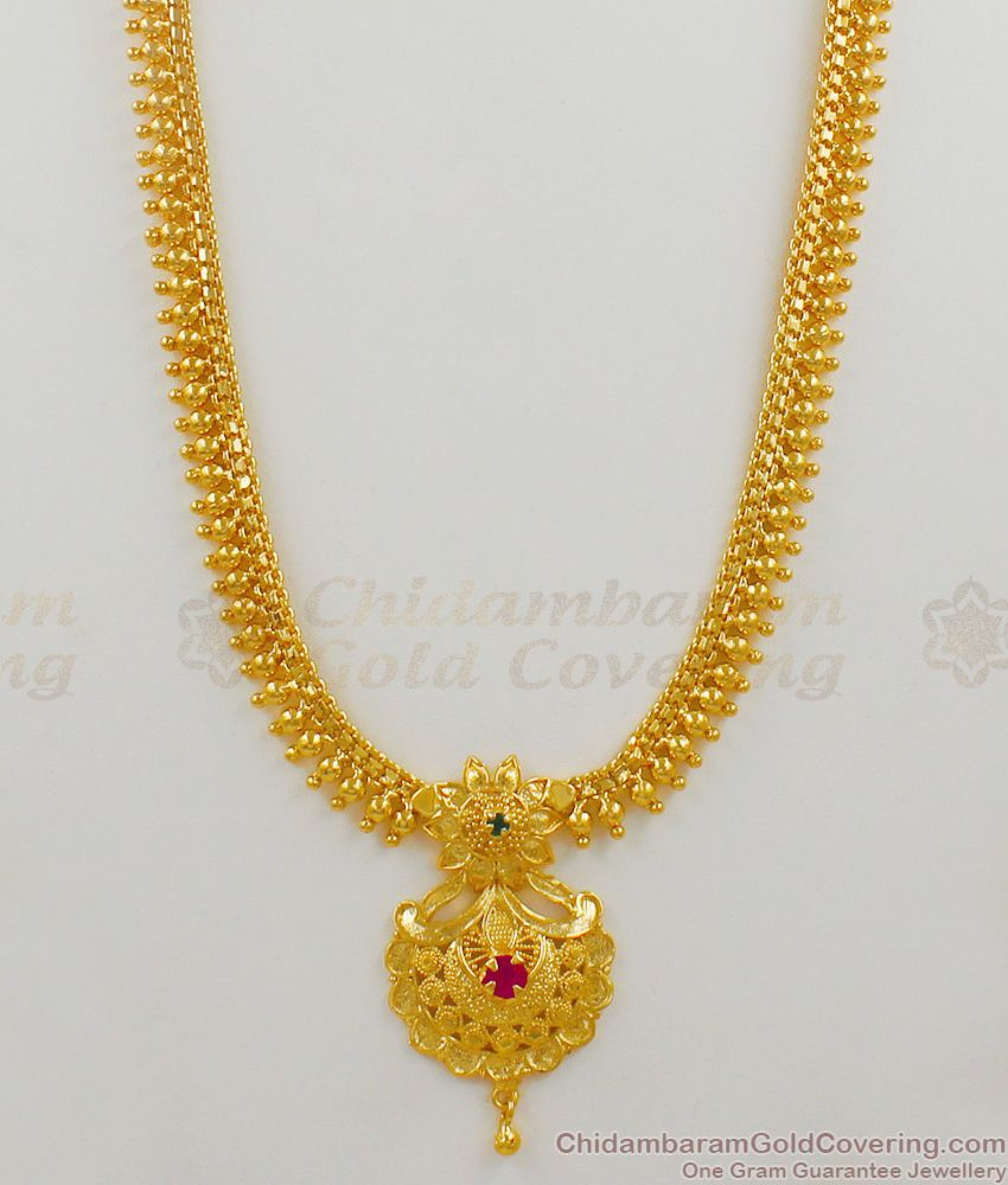 Light Weight South Indian Design Gold Plated Haaram With AD Stone ...