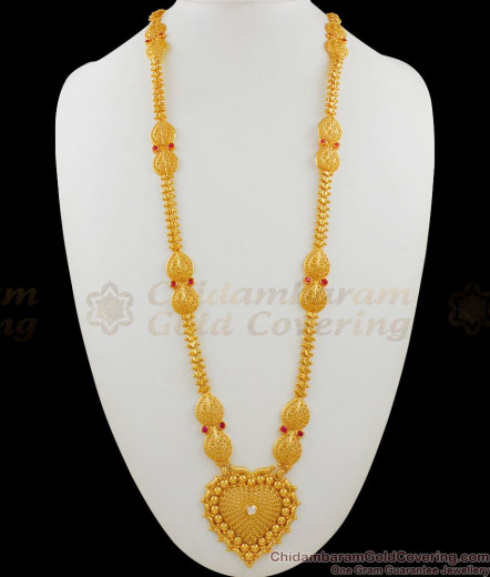 Long Gold Plated Jewelry South Indian Traditional MullaiPoo Haram ...