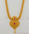 Grand Kerala Model Ruby Stone Gold Net Pattern Regular Haram Jewelry HR1562