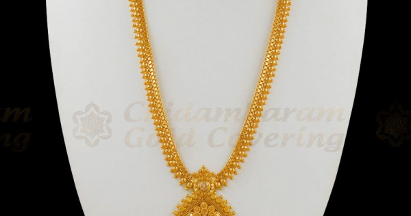 Grand White Stone Dollar Gold Beaded Chain Regular Haram Collections HR1568