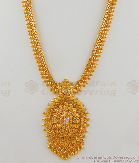 Kasu Malai, Ruby Stone Gold Plated Aaram, American Diamond Aaram ...