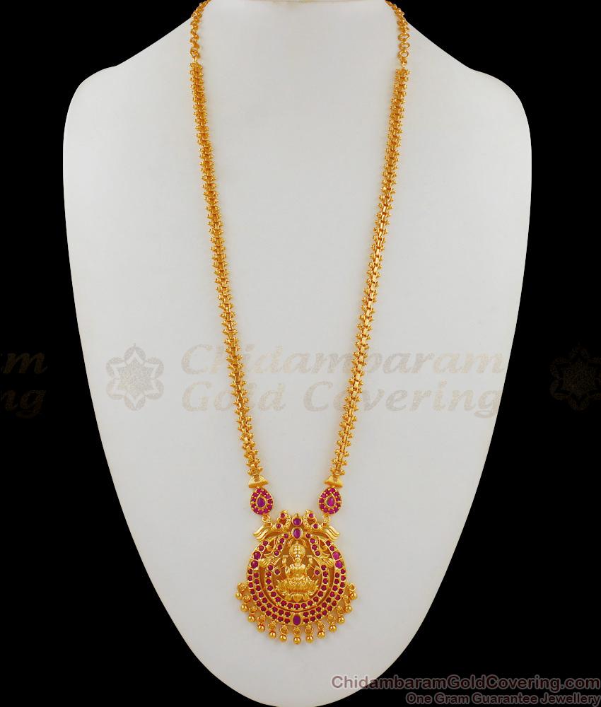 Buy Online Ethnic Long Necklace Lakshmi Design With Ruby Stone For