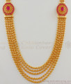 Bridal Gold Haaram Jewelry Ruby Stone Five Line Chain Collection HR1632