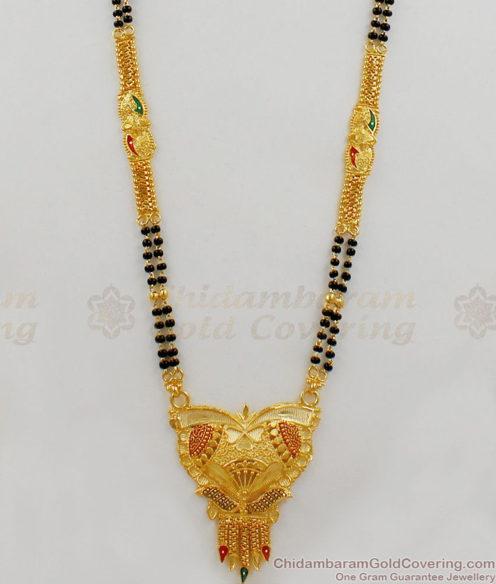 Trendy Gold Mangalsutra Design Long Thali Chain With Enamel Design For ...