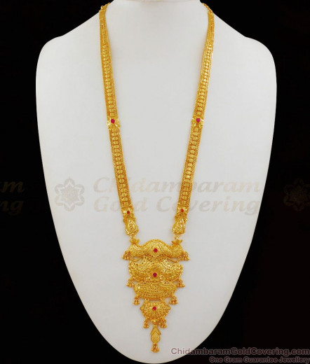 Kasu Malai, Ruby Stone Gold Plated Aaram, American Diamond Aaram ...