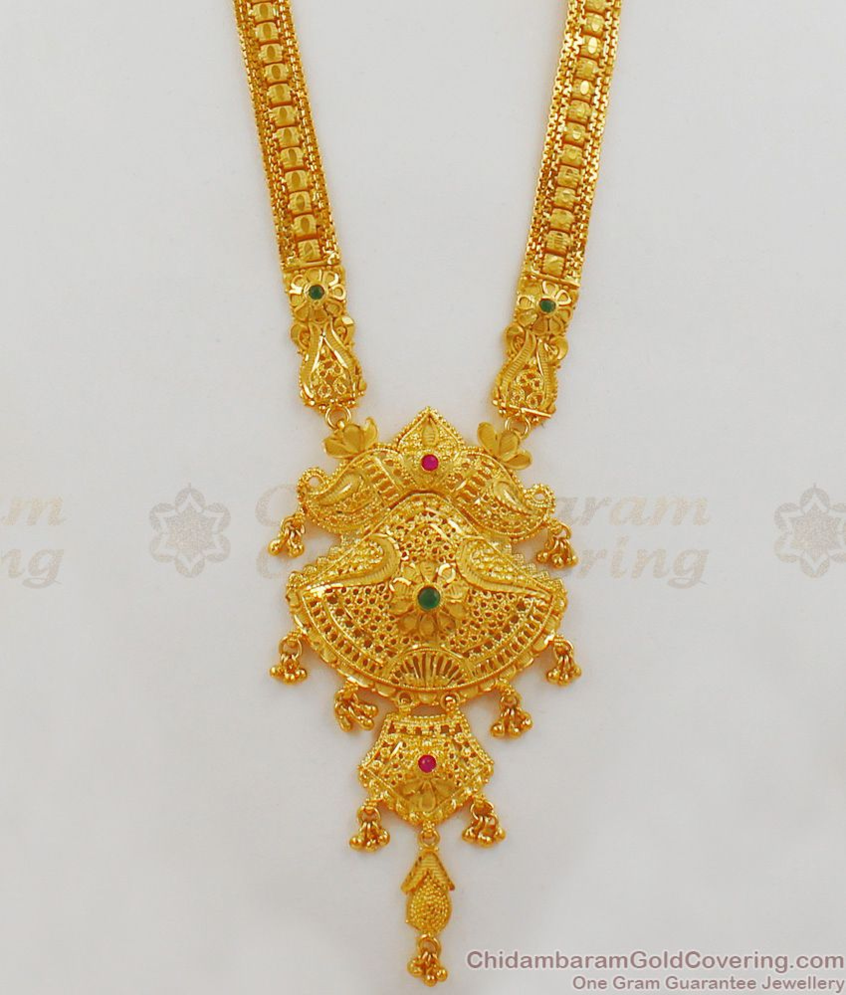 Buy Online Beautiful Gold Haaram Design Long Dollar Chain Forming Gold 