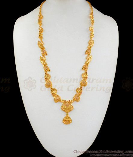 Kasu Malai, Ruby Stone Gold Plated Aaram, American Diamond Aaram ...