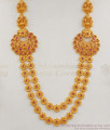 Premium Quality Lakshmi Design Gold Haaram Ruby Stone Jewelry With Earing HR1709