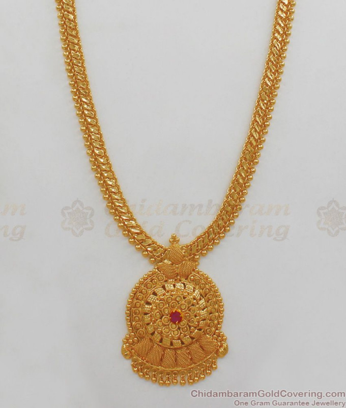 Kasu Malai, Ruby Stone Gold Plated Aaram, American Diamond Aaram ...