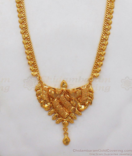 Gold long necklace hot sale designs in 25 grams