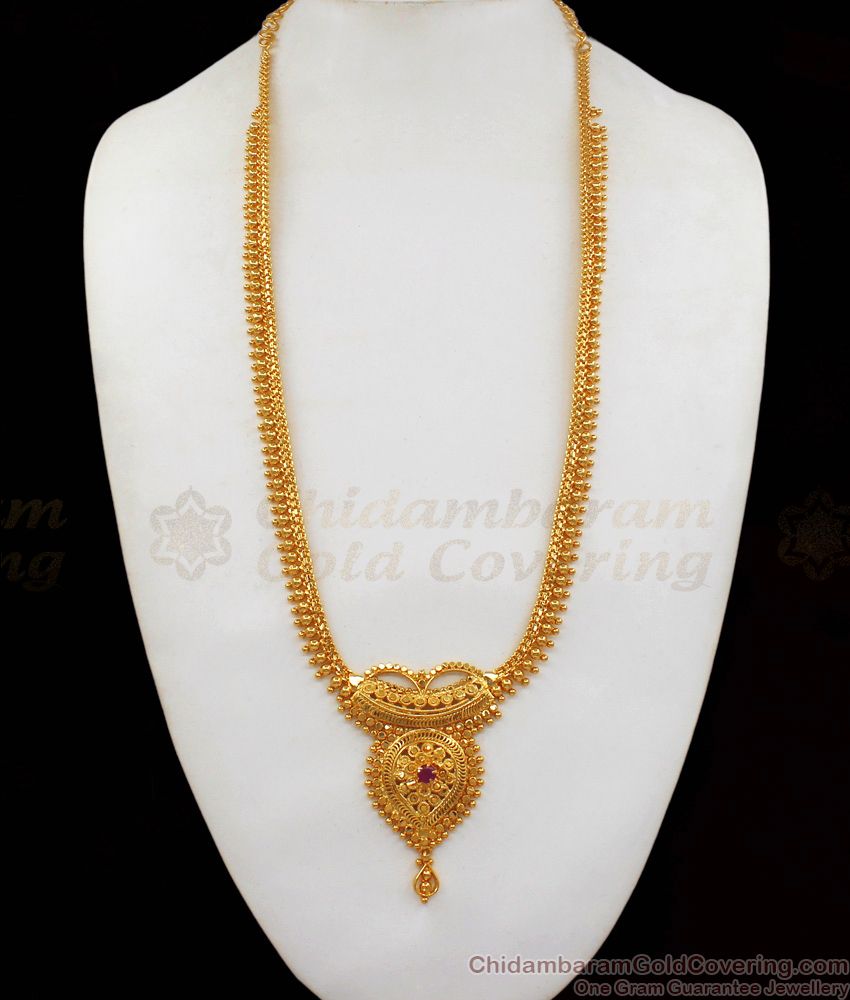 Single Ruby Stone Gold Haram Design Gold Plated Jewelry HR1811