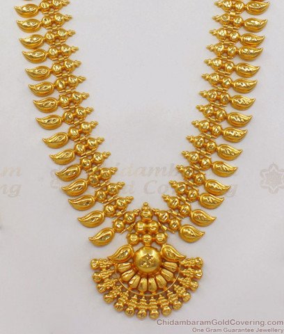 Glorious Ruby Emerald Stone Dollar Chain Gold Plated Haram Collection 