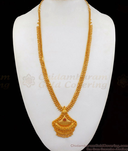 Long Gold Plated Jewelry South Indian Traditional MullaiPoo Haram ...