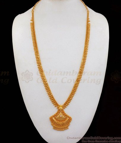 Long Traditional Kerala Leaf Pattern Gold Imitation Haram Collection ...