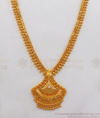 Long Traditional Kerala Leaf Pattern Gold Imitation Haram Collection ...