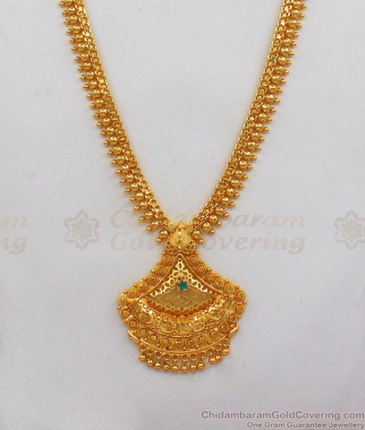 Long Traditional Kerala Leaf Pattern Gold Imitation Haram Collection ...