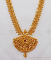 New Arrivals Single Ruby Stone One Gram Gold Kerala Haram For Weddings HR1876