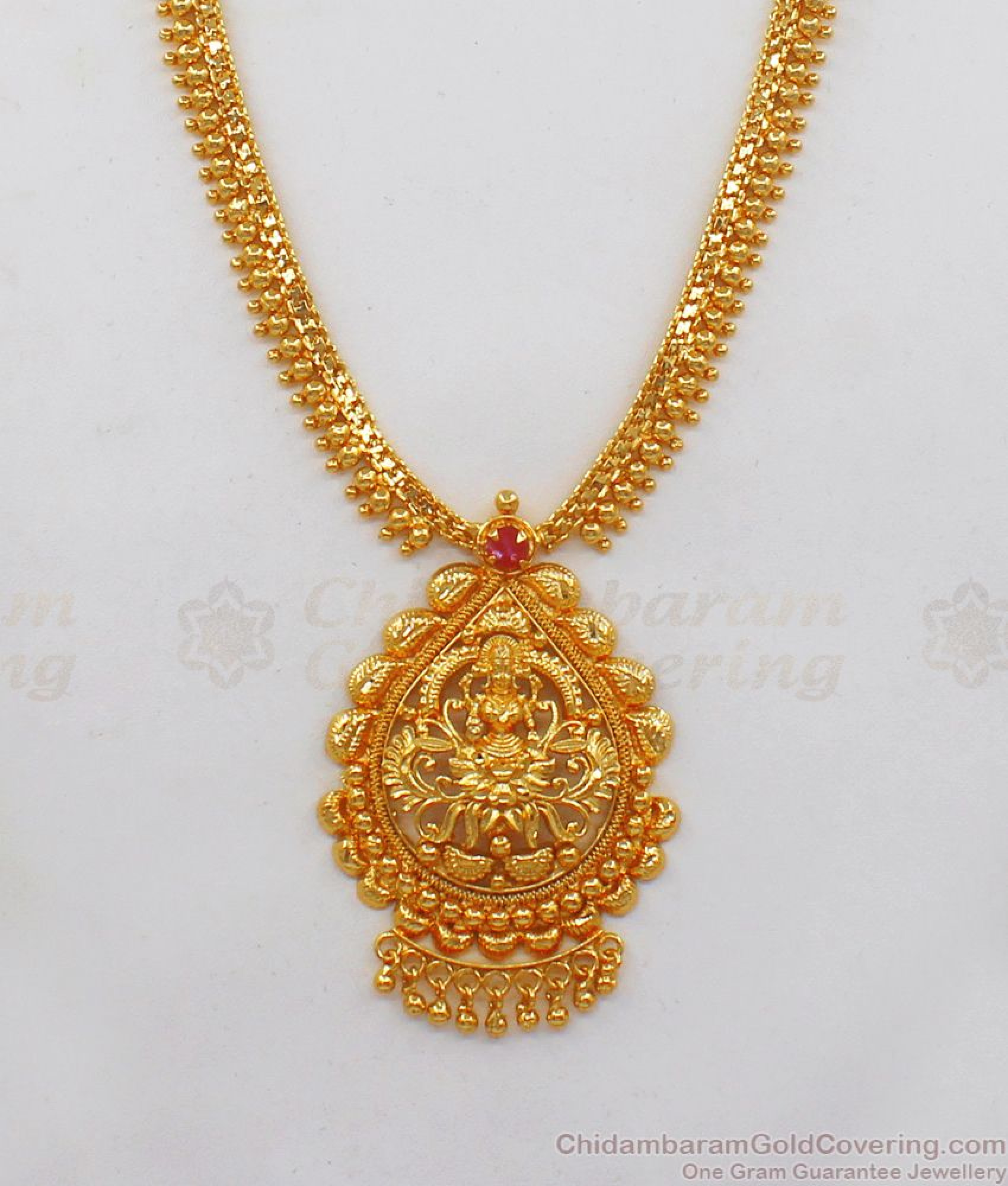 Buy Traditional Lakshmi Design One Gram Gold Haram Long Necklace HR1877