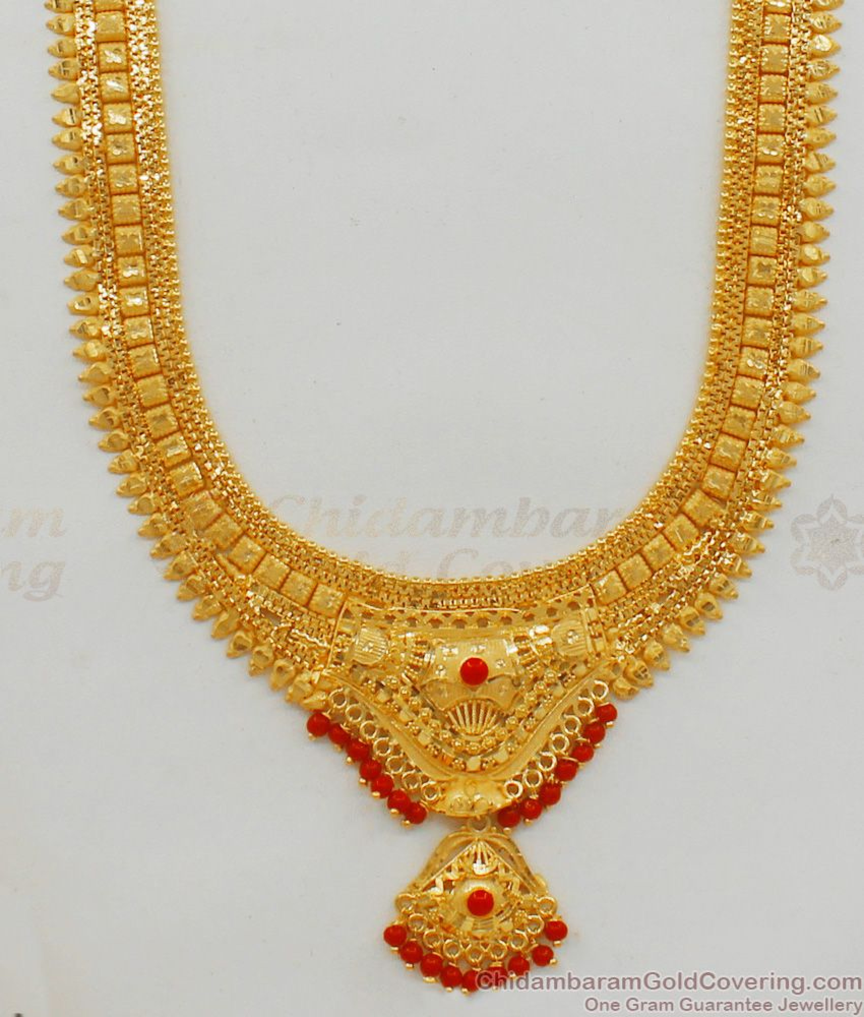 Buy Karnataka Coral Gold Haaram New Arrival Forming Pattern Earring Set ...