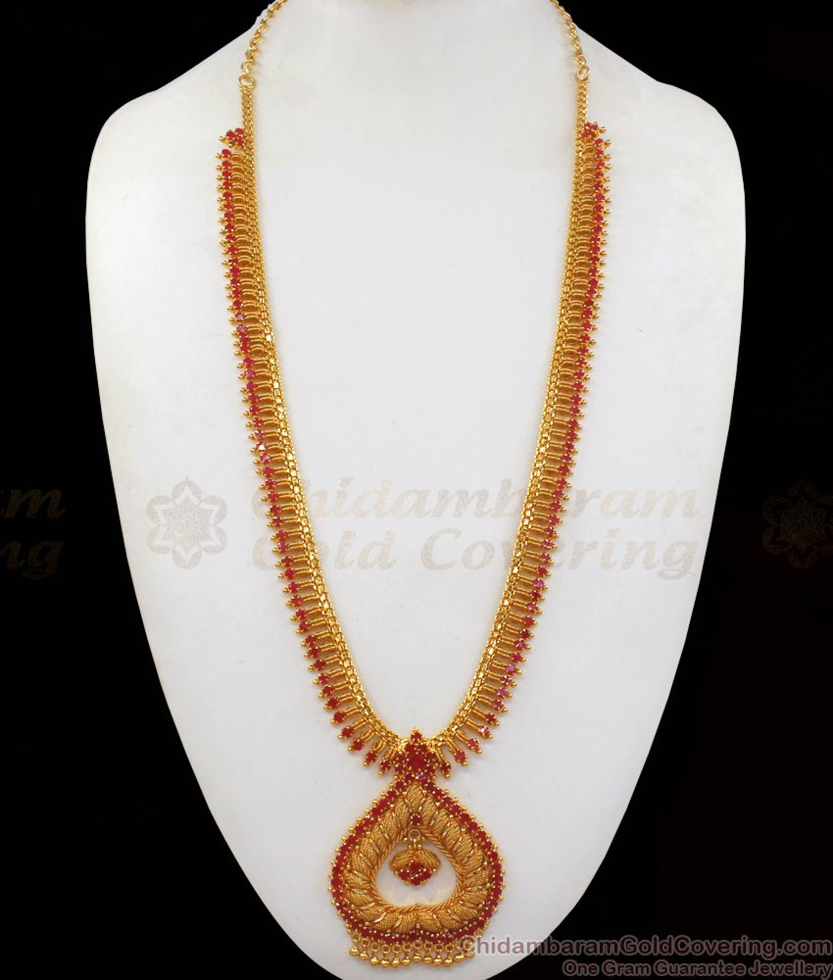 Fantastic Ruby Stone Gold Haram For Wedding Collection HR1909