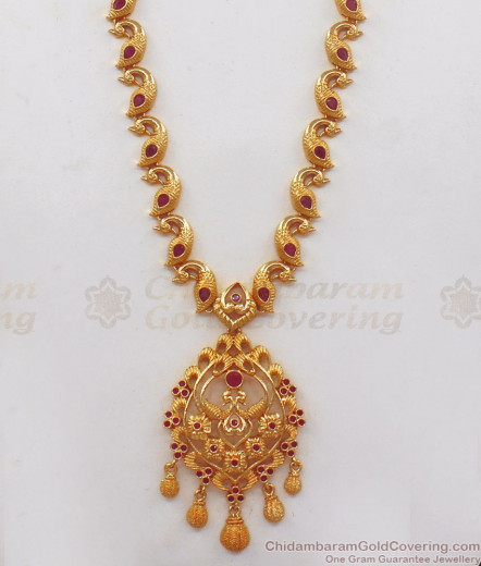 Kasu Malai, Ruby Stone Gold Plated Aaram, American Diamond Aaram ...