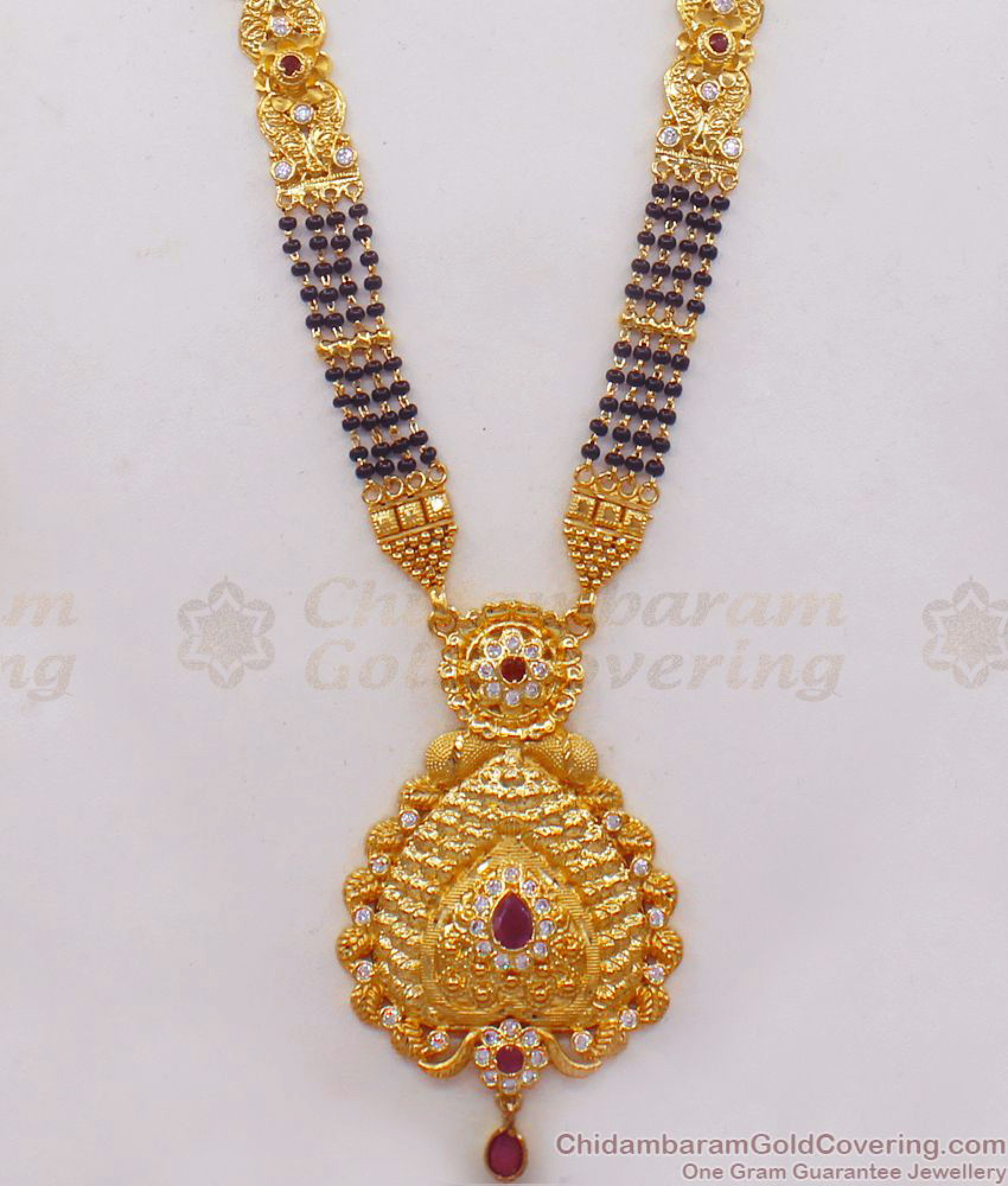 Four Line Forming Gold Mangalsutra Long Thali Chain HR1916