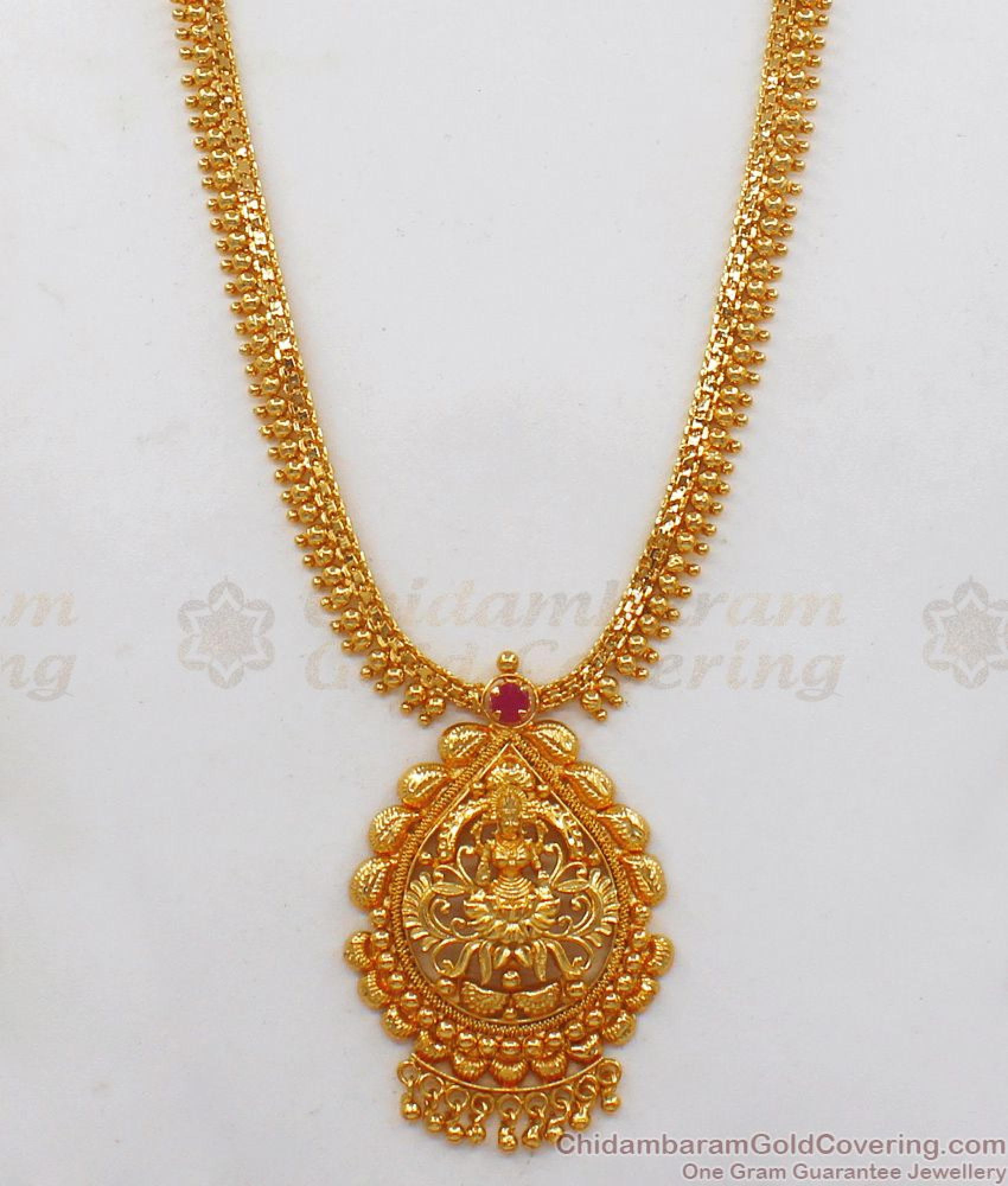 Beautiful Lakshmi Design Gold Haram For Party Wear HR1924