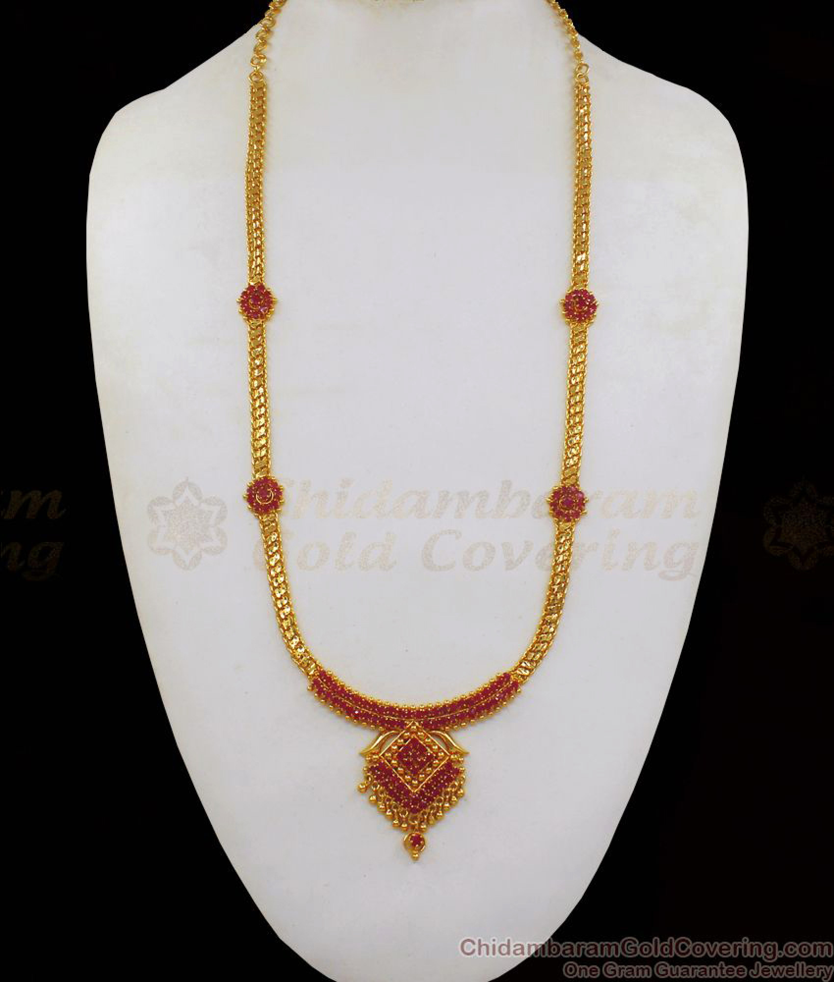 Look Like Real Gold Haram Design With Ruby Stone For Bridal Wear HR1964