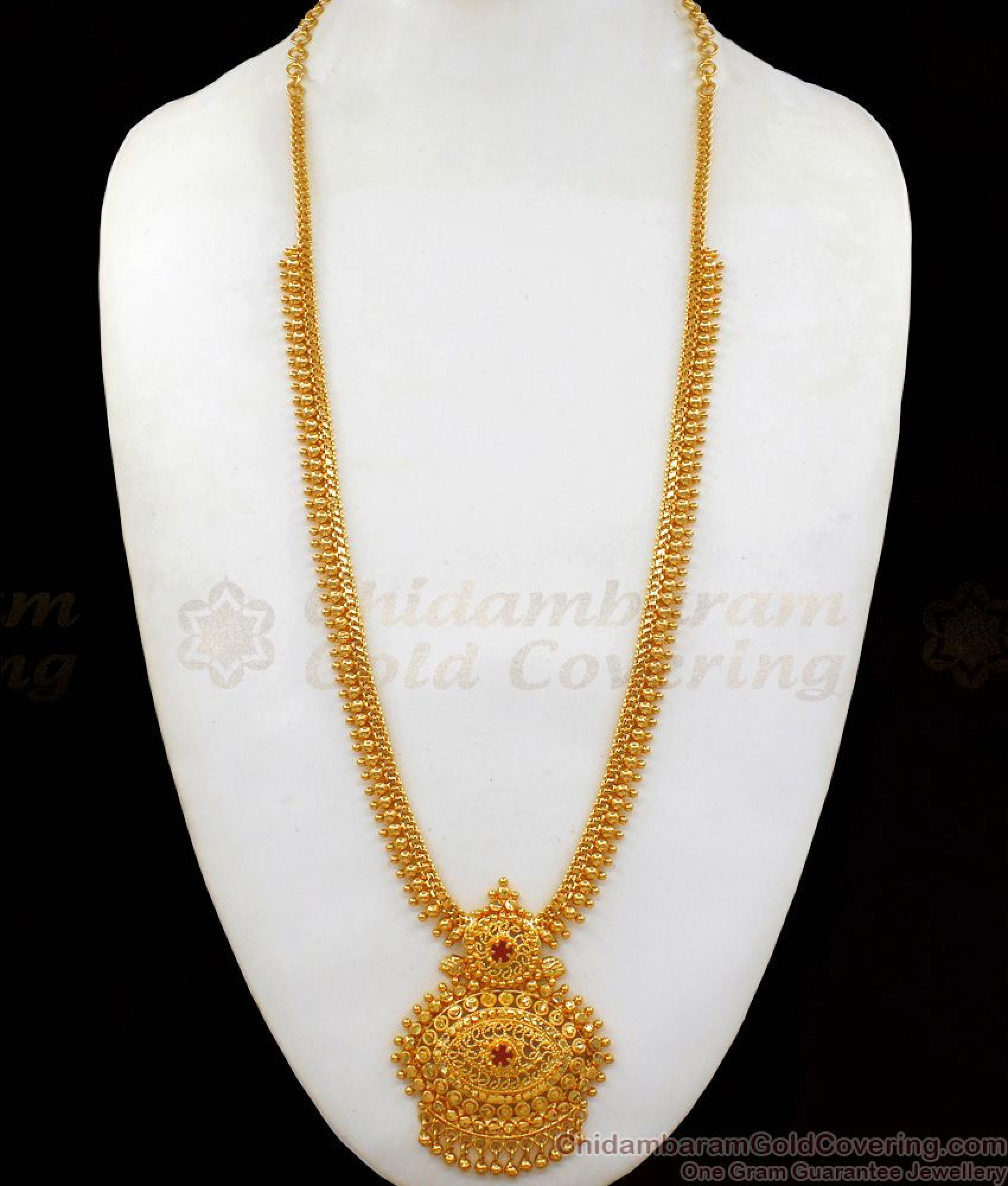 Buy Unique Ruby Stone Gold Long Necklace Design For Bridal Collections ...