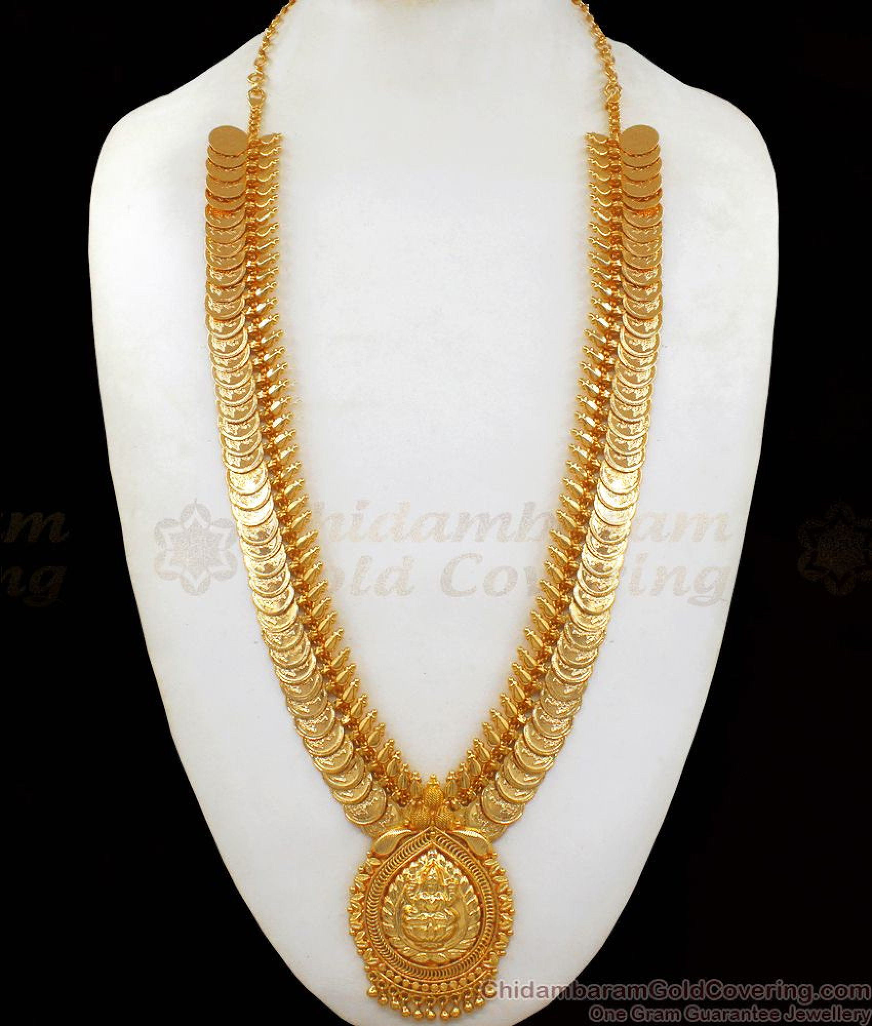 Lakshmi Gold Kasu Malai With Mullai Poo Haram Design HR1988