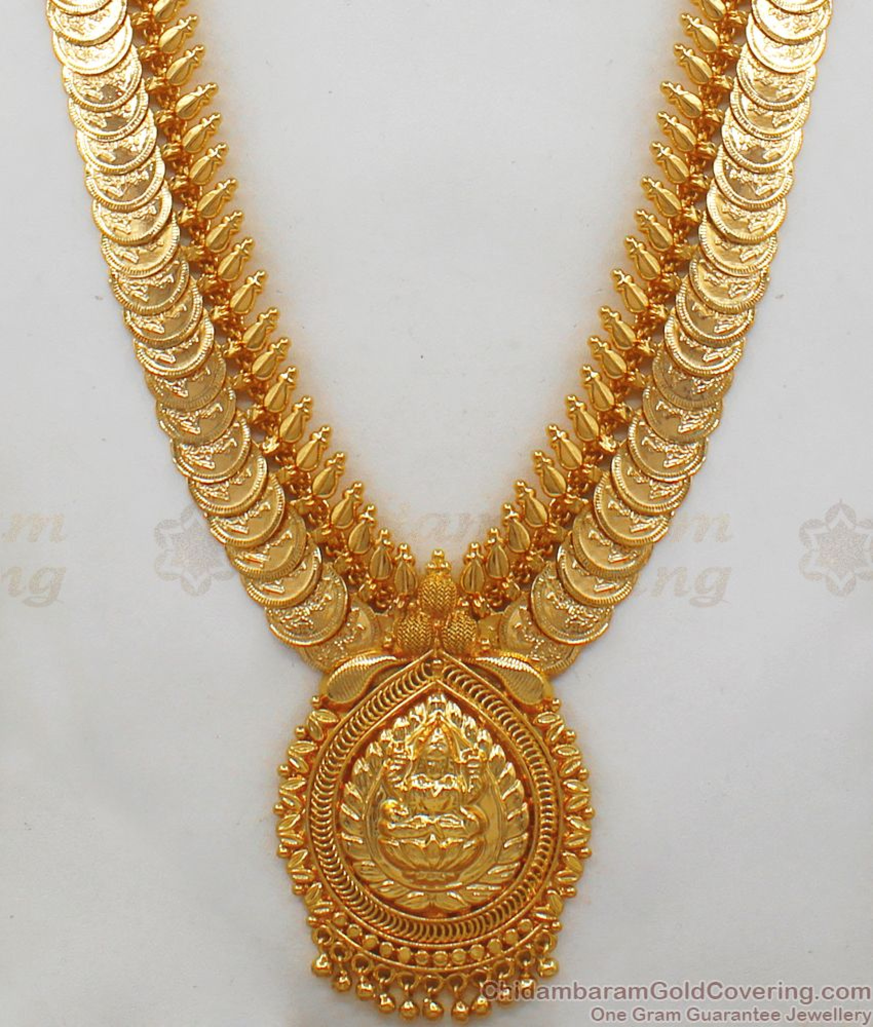 Lakshmi Gold Kasu Malai With Mullai Poo Haram Design HR1988