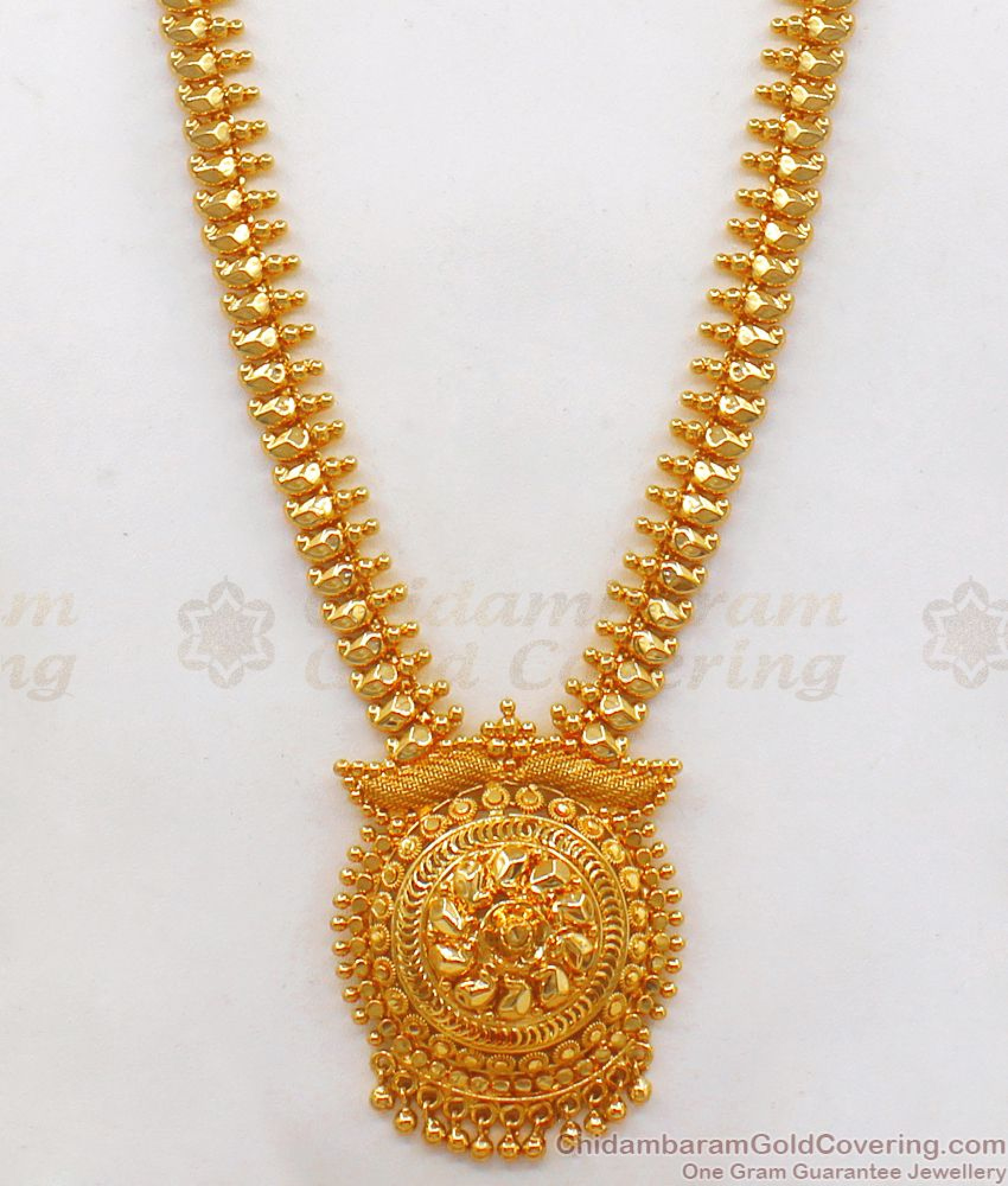 Plain One Gram Gold Long Haram For Wedding Functions HR2007