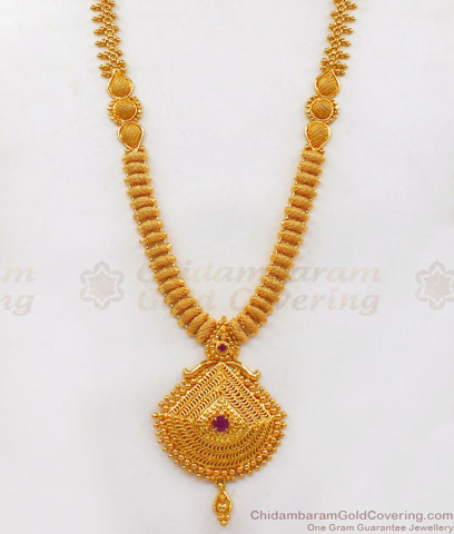 Long One Gram Gold Haram For Ladies Kerala Wedding Collections HR1995