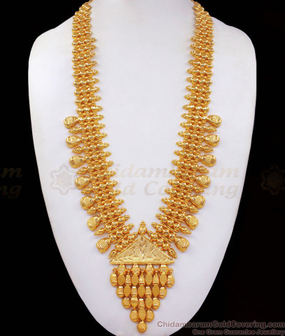 Long Traditional Kerala Leaf Pattern Gold Imitation Haram Collection ...