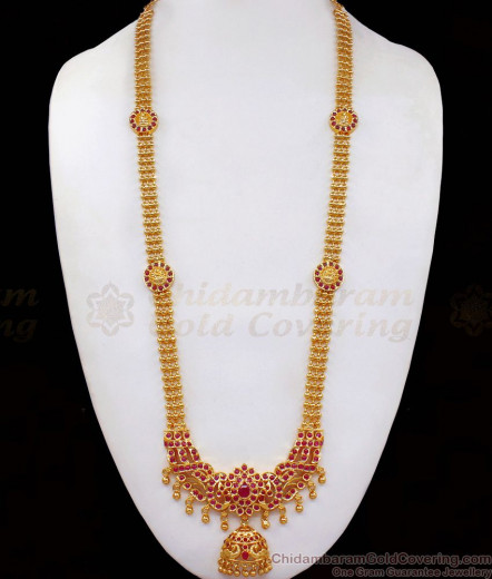 Kasu Malai, Ruby Stone Gold Plated Aaram, American Diamond Aaram ...