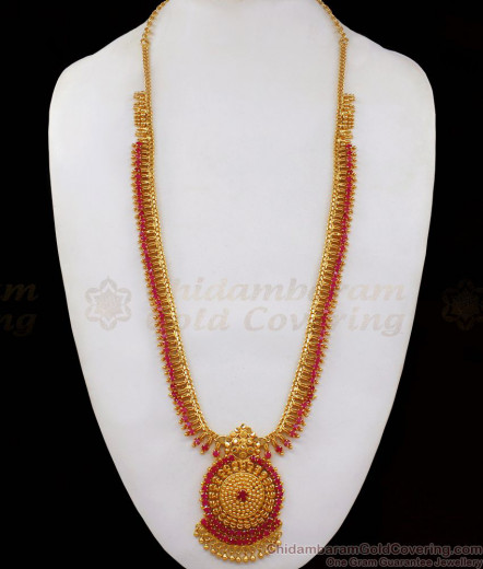 Inspired Ruby Stone Real Gold Supreme Model Haaram Bridal Jewelry ...