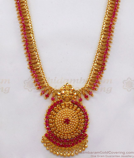 Kasu Malai, Ruby Stone Gold Plated Aaram, American Diamond Aaram ...