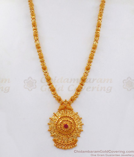 Kasu Malai, Ruby Stone Gold Plated Aaram, American Diamond Aaram ...