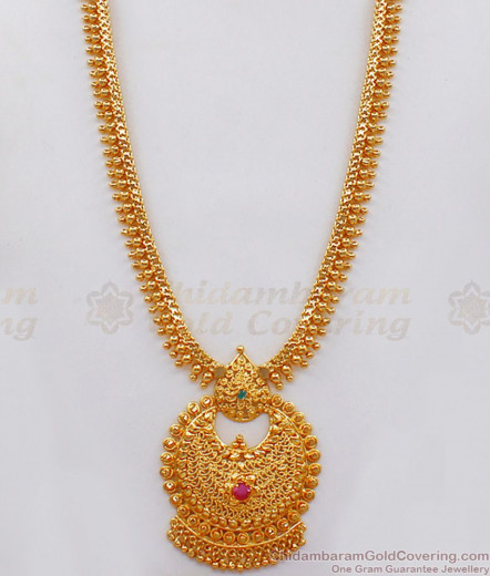 Kasu Malai, Ruby Stone Gold Plated Aaram, American Diamond Aaram ...