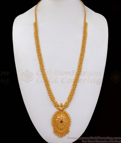 Buy One Gram Gold Necklace Collections Big Dollar Emerald Stone NCKN2056