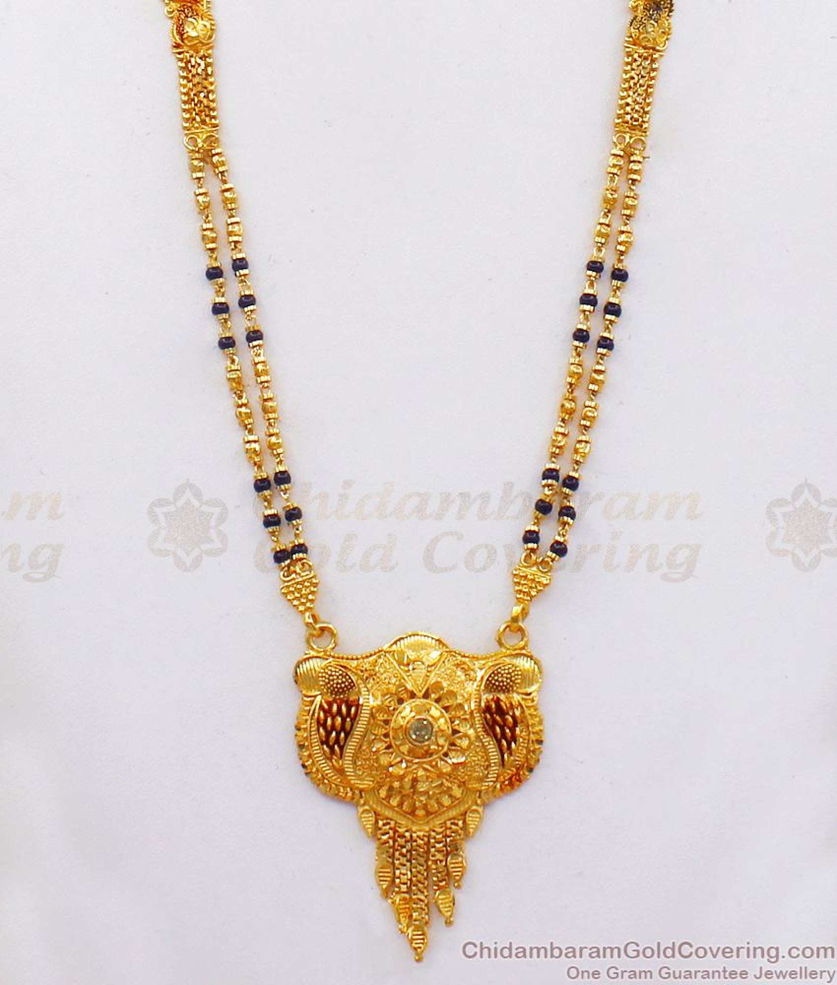 Forming Design Two Line Mangalsutra Diamond Stone Red Shades HR2165