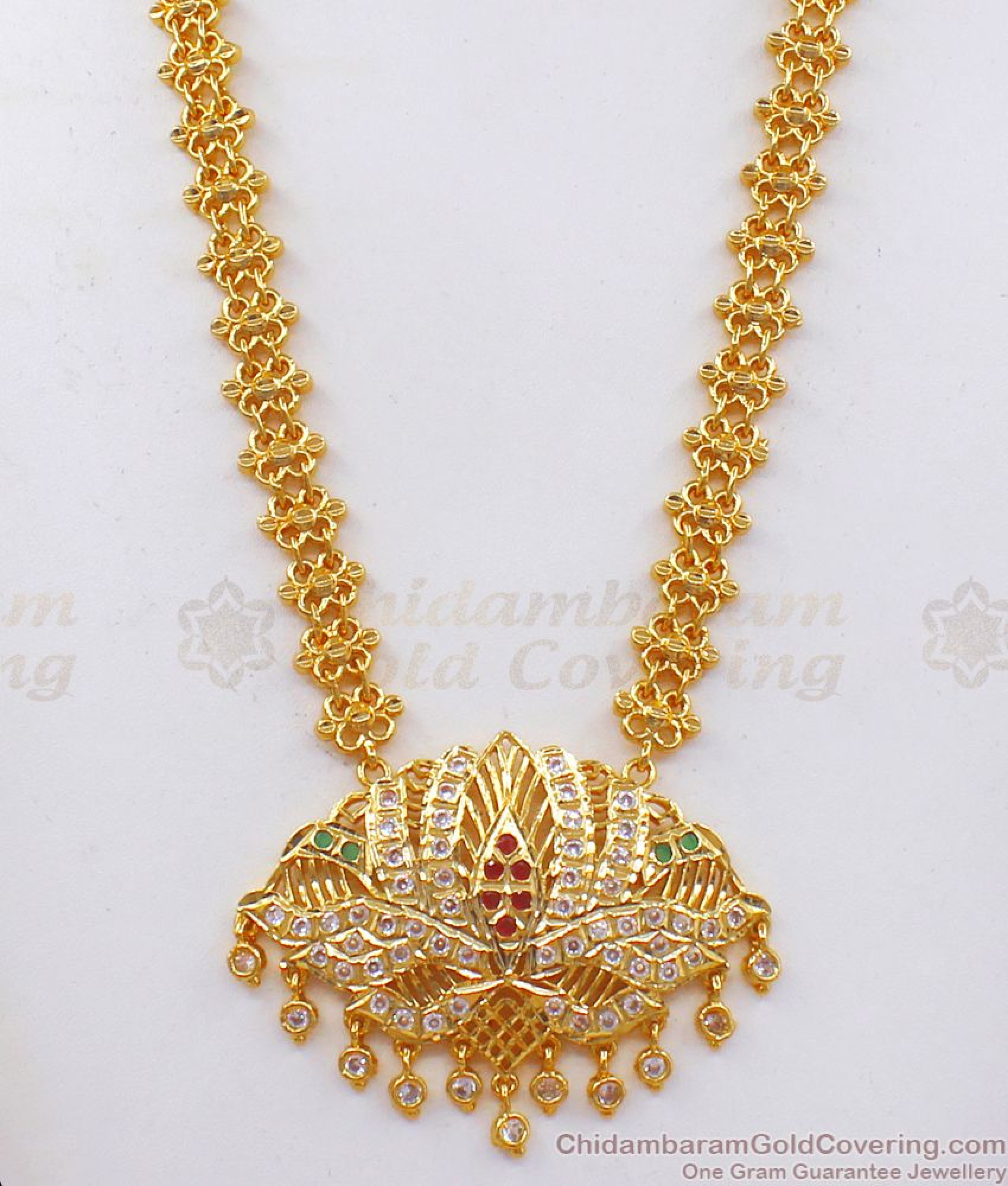 Traditional Lotus Design Dollar Impon Multi Stone Haram HR2179